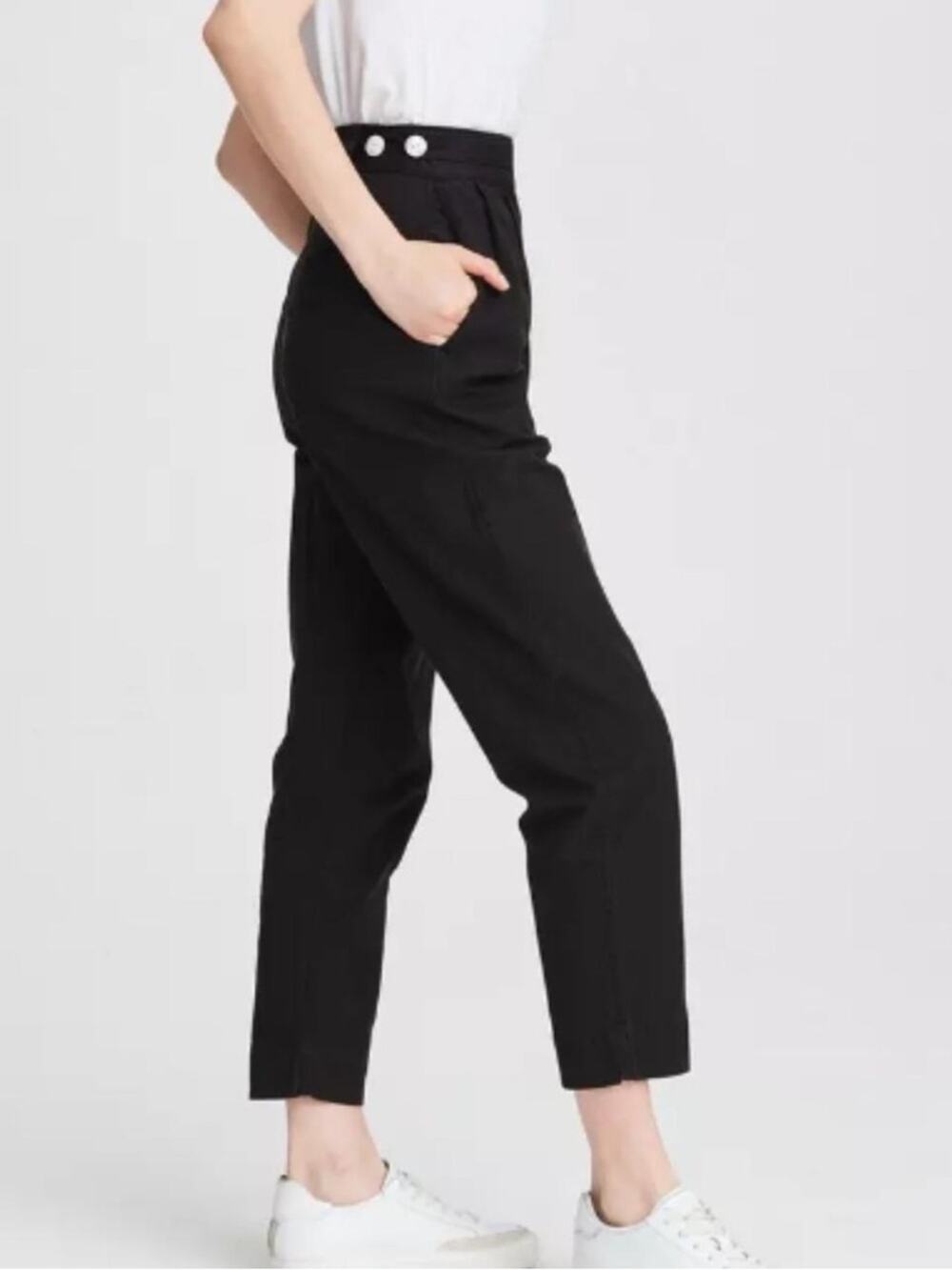 Rag & Bone Wilson Adjustable Waist Tapered Leg High Rise Black Pants Size 27